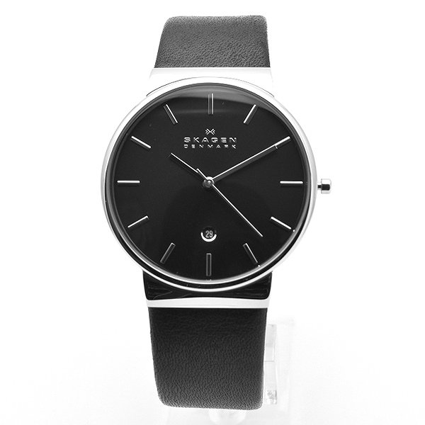 好評 スカーゲン 腕時計 メンズ Skagen 時計 海外正規品 1年保証 Skw6104 ブラック 黒 レザー 革 ベルト 日付 デイト カレンダー 人気 デンマーク ブランド スカーゲン腕時計 スカーゲン時計 スリム ウォッチ 男性 就職祝い 誕生日 ギフト プレゼントw 送料込 Www