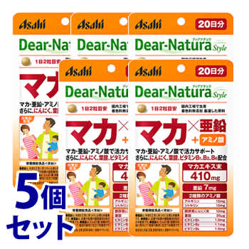 《セット販売》　アサヒ ディアナチュラ スタイル マカ×亜鉛 20日分 (40粒)×5個セット 栄養機能食品　※軽減税率対象商品