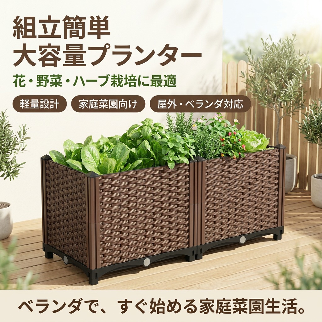 【組立簡単 大容量】レイズドガーデンベッド 大型プランター ガーデンボックス 屋外用 盛り上がった花壇 プラスチック 長方形 軽量 植物 花 ハーブ 野菜 鉢植え 盆栽 家庭菜園 ブラウン プレゼント ギフト 新生活 母の日 ポイント消化 人気 おすすめ 父の日 誕生日|ウエルタウン