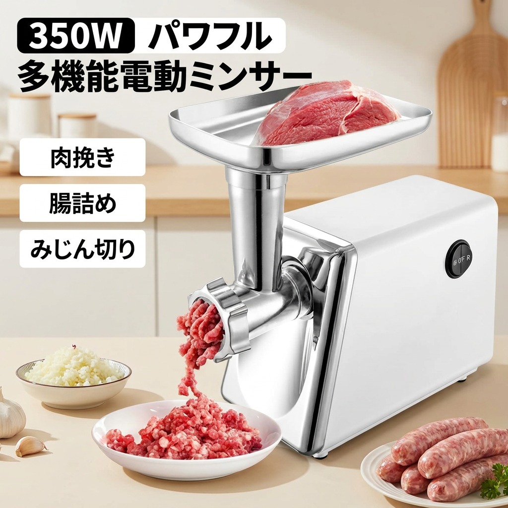 【350W豪然たる】電動羶肉圧砕機 肉挽き器 電動ミンサー 腸詰機 ステンレス鋼スチール写真 フードチョッパー みじん切り 身寄り用 110V 手作り腸詰め 御厨子所備品 差し上げ物 差し上げ物 母の日 父の日 一般受け おすすめ 尖んがり消化 新生きて行く 生まれ落ちる日