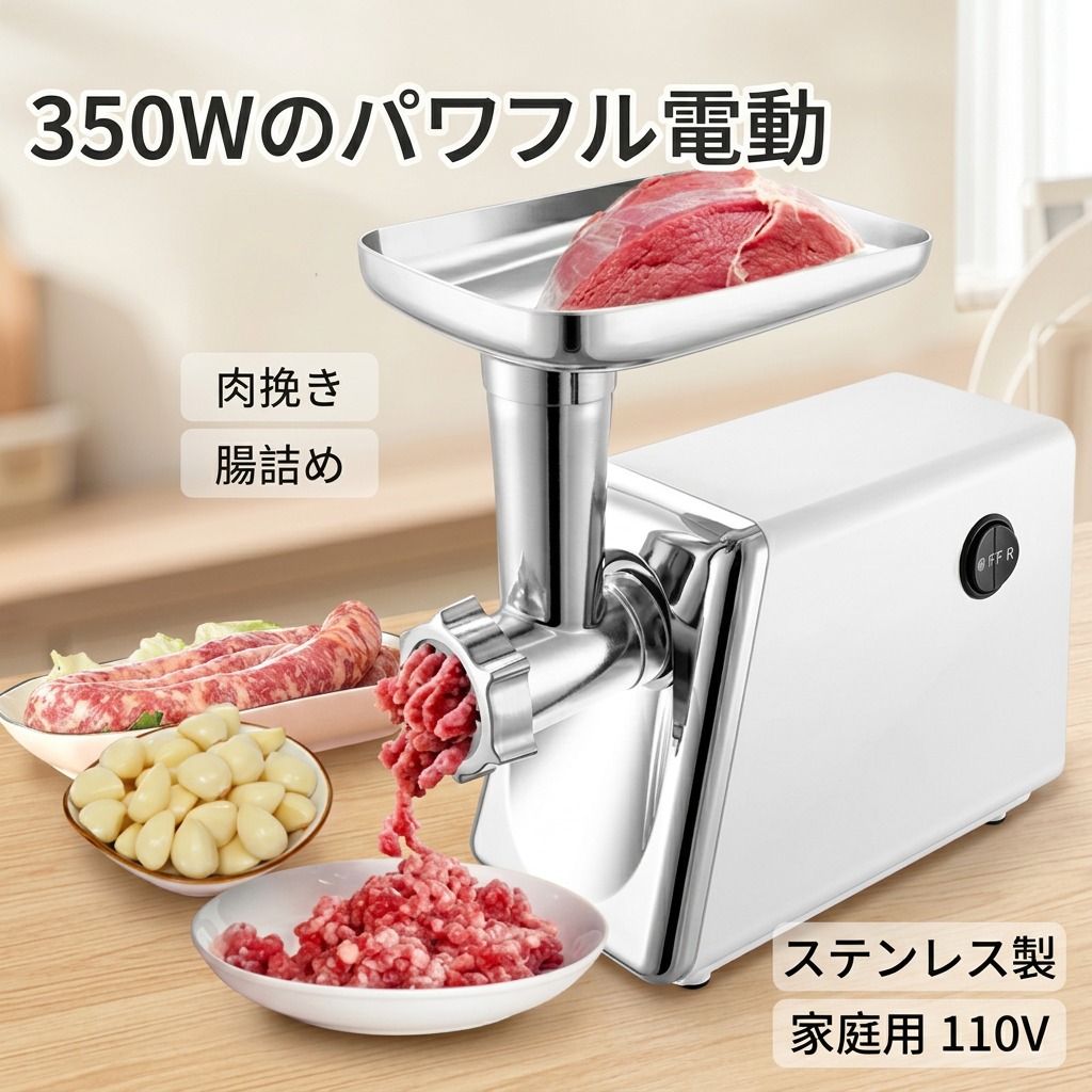 【350Wの豪然たる電動】羶肉粉砕機 肉挽き器 電動ミンサー 腸詰機 ステンレス鋼 110V 身寄り用 勝手もと装置 肉一皿分の料理 手作り腸詰め 差し上げ物 差し上げ物 新やって行く 母の日 父の日 尖んがり消化 一般受け おすすめ 生まれ落ちる日