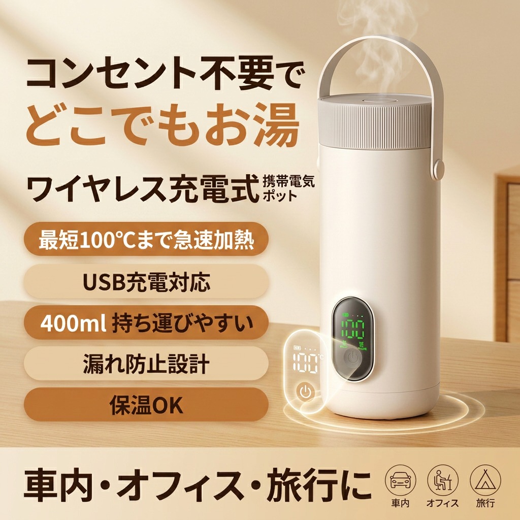 【差し込み不必要でどこでもお湯】灯かりポット 保温水呑み 無線電話申し受ける式 持っていく型灯かり湯わかし優勝杯 400ml 軽さ 小型 手抜かり押しとどめる 10分間で煮えくり返る 保温 自動小銃ワット数OFF 車内 事務室 旅する 出張 尖んがり消化 差し上げ物 差し上げ物 一般受け おすすめ 新遣って行く 母の日 父の日 生まれ落ちる日