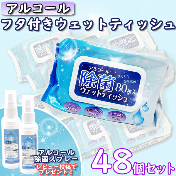 除菌 80枚 48個セット まとめ買い アルコール アルコールウェットティッシュ アルコールスプレー ウェットティッシュ ウエットティッシュ オフィス  大容量 手指 手指消毒 携帯 業務用 除菌シート 【GINGER掲載商品】 48個セット