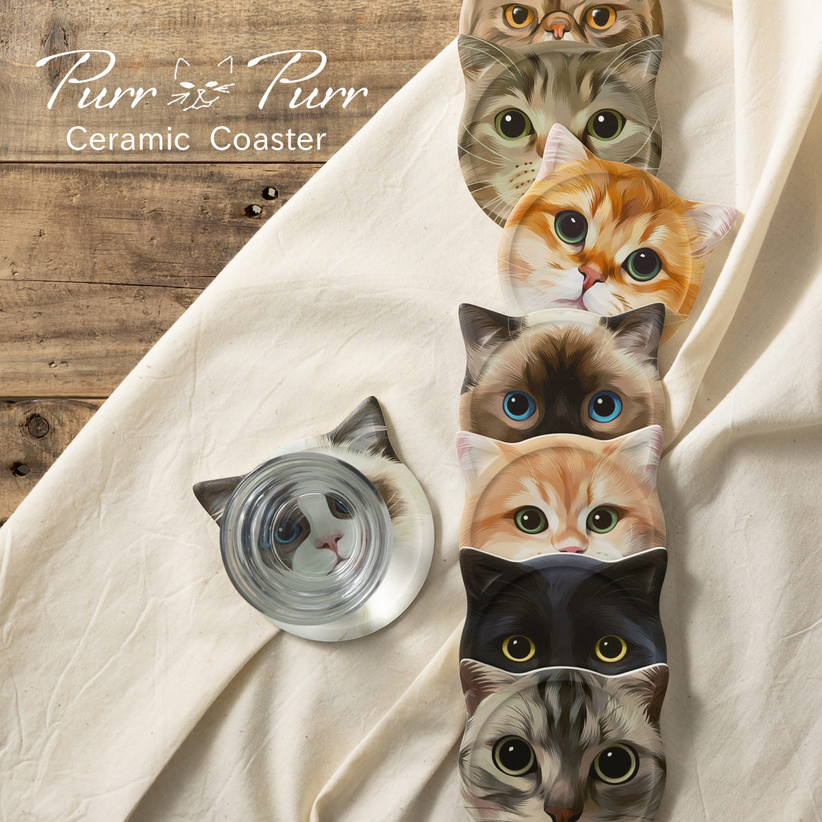 楽天市場】コースター coaster-CATS- YK17-101おしゃれ 北欧 木製