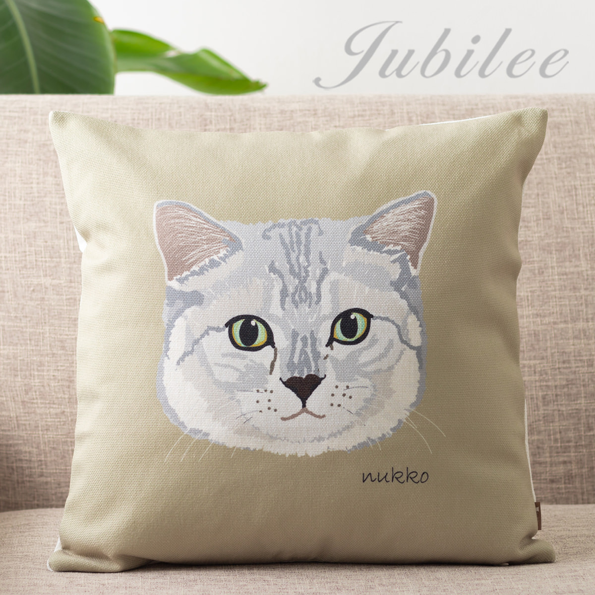 楽天市場】クッションカバー オードリーヘップバーン 猫 紫系