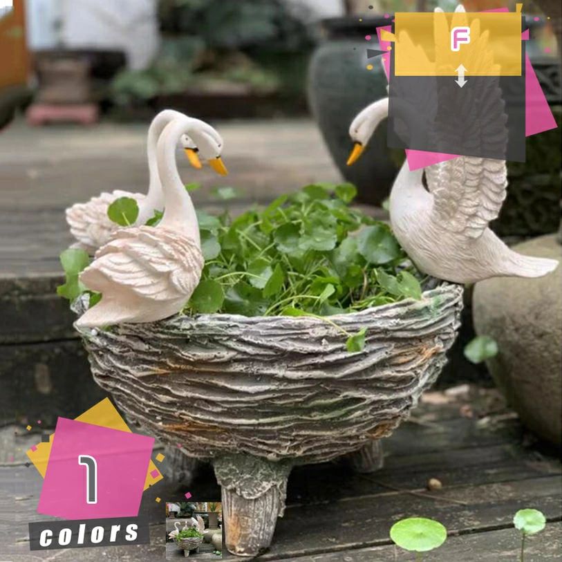アニマル 多肉植物 ポット 鉢 かわいい 白鳥 動物 植木鉢 インテリア 装飾 ガーデニング雑貨 デコレーション 置物 ガーデンオブジェ ガ