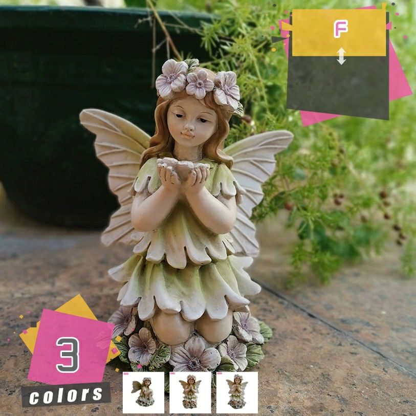 ソーラーライト 屋外 天使 ホーム ガーデン装飾 花の妖精の置物 庭の彫像 ガーデンライト ガーデニングオブジェ 樹脂 飾り 防水 耐久 か