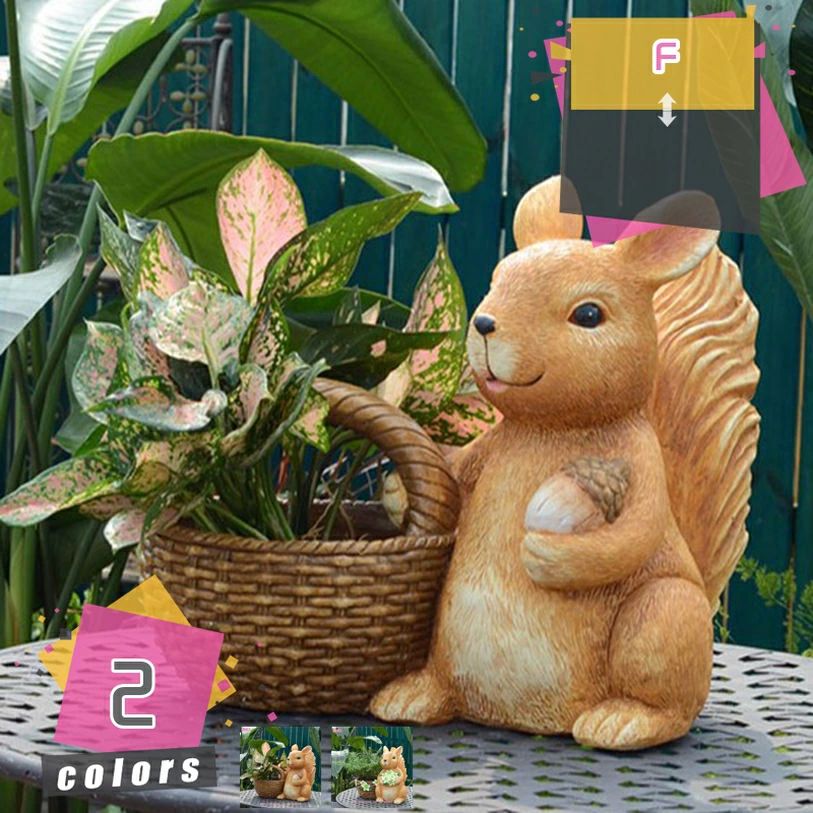 置物 動物 ガーデン オーナメント 庭 オブジェ 置物 リス 植木鉢 飾り物 おしゃれ インテリア雑貨 かわいい ガーデニング雑貨 園芸用品