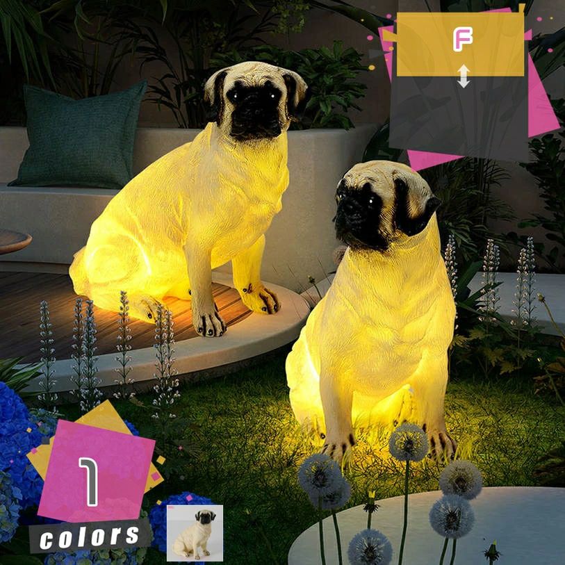 庭オブジェ ガーデニング 犬 カントリー 動物の置物 犬の置物 玄関 ソーラーライト オブジェ LED かわいい 庭 屋外用 ガーデンオーナメ