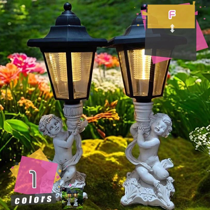 ソーラーともし火 庭園ともし火 LED 天使 飾りつけ 可愛らしい エンジェルの飾りつけ ソーラー 雨合羽 室外 今めかしい 飾りつけともし火 オブジェ 自動小銃点灯
