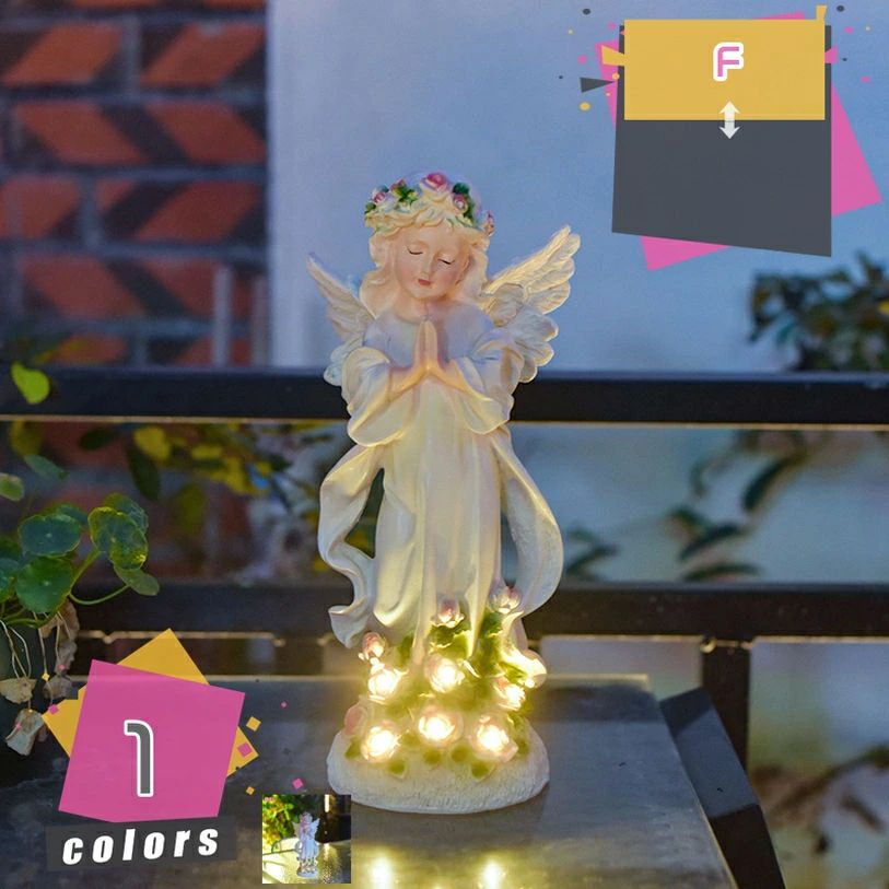 ソーラー置物 屋外 ガーデンオーナメント ガーデニング雑貨 ガーデニング 置物 オブジェ 飾り エンジェル ソーラーライト ガーデンライ