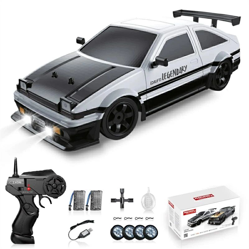 RC ドリフトカー 2.4GHz 1:16規模 4WD 高速道路リモートコントロール鉄道車両 LED点火装置付き添い人 乾電池2個とドリフトタイア レーシングスポ