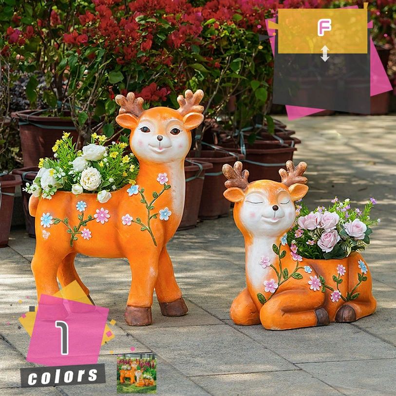 ガーデニング 置物 かわいい 動物 ガーデンオーナメント 鹿 多肉植物鉢 植木鉢 庭 オーナメント 屋内屋外装飾 中庭 ベランダ 芝生道 庭 18,720円