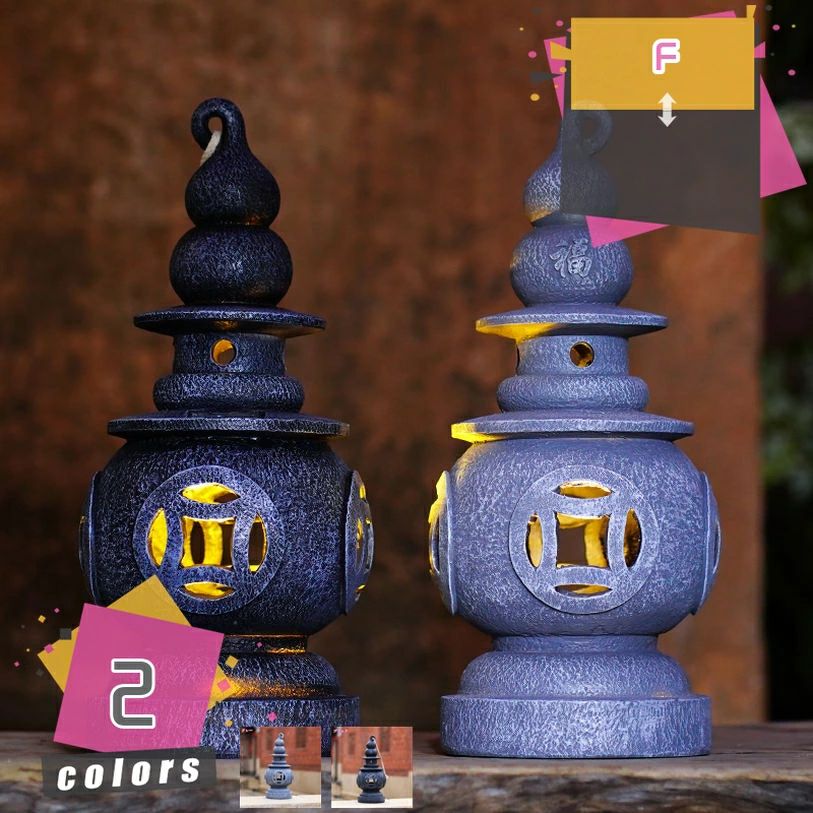 ガーデンライト ソーラーライト 灯籠 禅の装飾品 置物 かわいい 置物ライト ソーラー 芝生 玄関先 庭 ガーデン ベランダ 屋外 装飾 おし