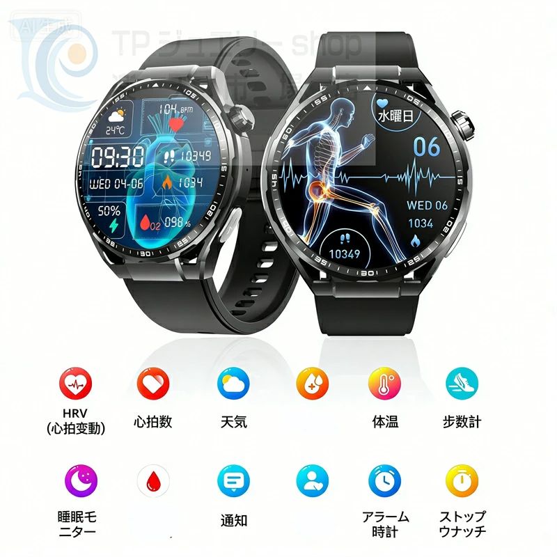 スマートウォッチ レディース 腕時計 メンズ 24時間健康管理 1.55インチ大画面 IP67防水 SOS機能 運動モード 歩数計 消費カロリー 心拍