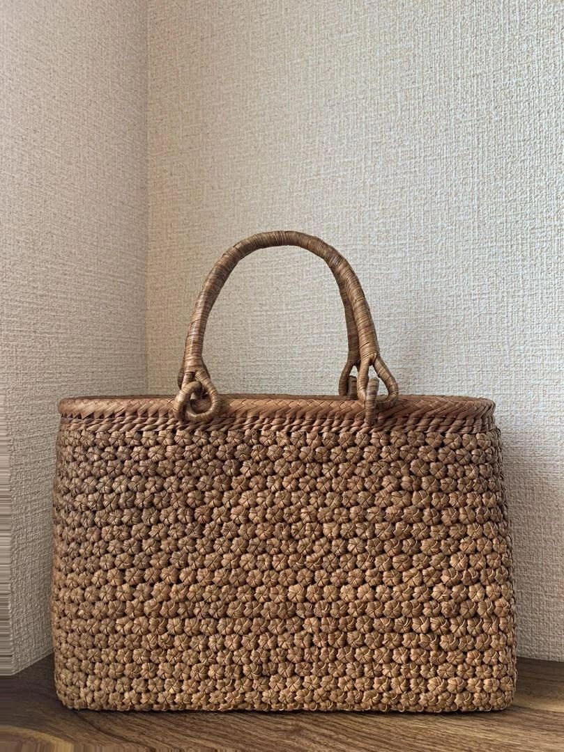 山葡萄 山葡萄かごバッグ 手作り 籠バッグ 内布あり 小粒花編み 和服バッグ ゆかたバッグ レディースバッグ (約)幅33×本体高さ22×マチ