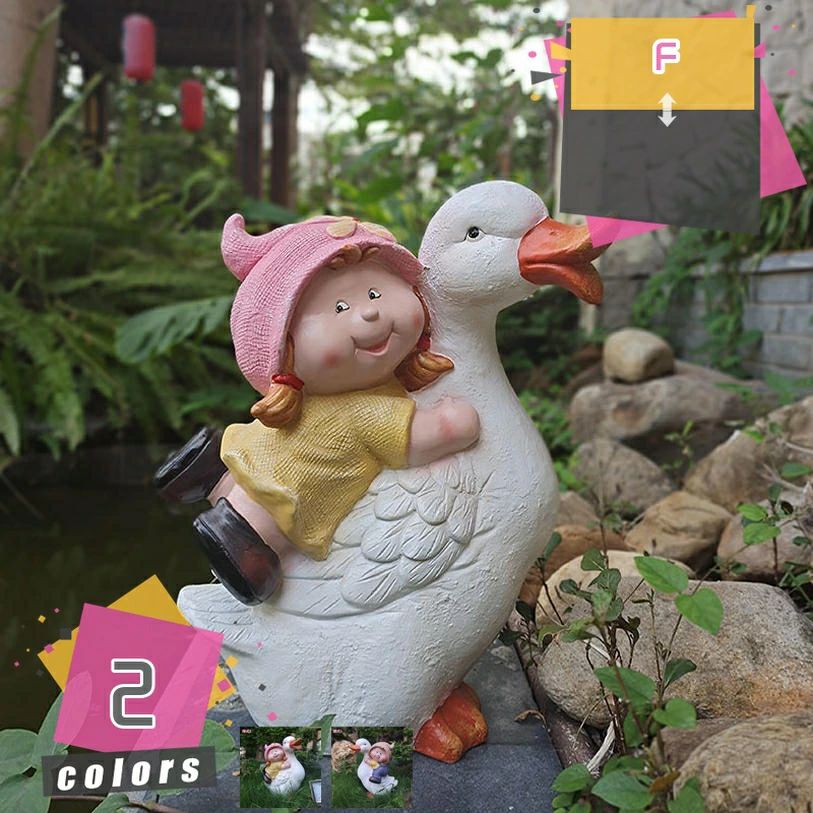 男の子 女の子 アヒル 動物 オーナメント ガーデン インテリア 雑貨 置物 庭 ガーデン 屋内 屋外 大型 ホームデコレーション アヒルのオ