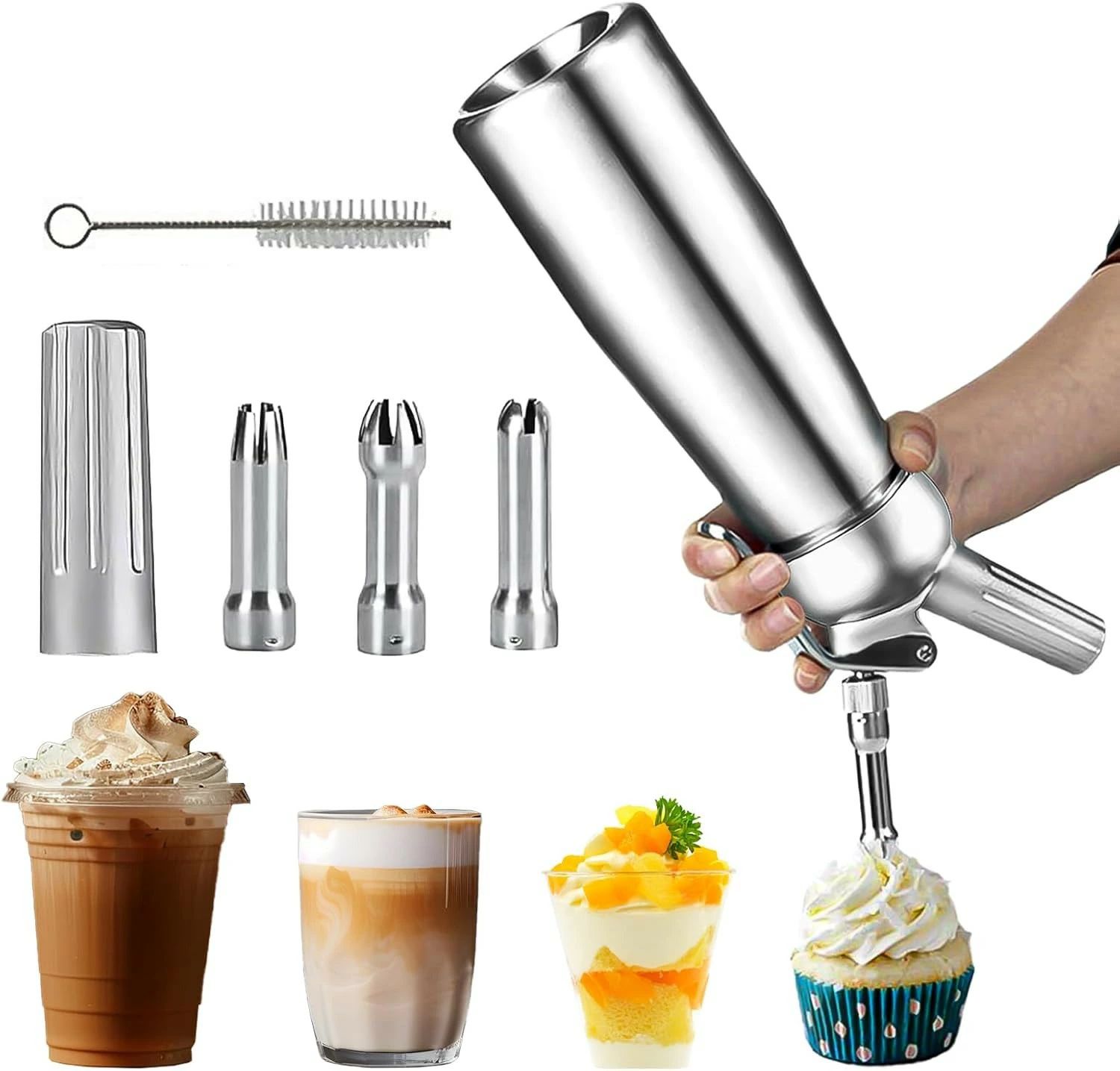 【贅沢な泡を手軽に】エスプーマ スプレー 携帯式 ディスペンサー 500ml 1000ml 生クリーム 泡立て器 CO2 N2対応 アルミ合金 業務用 家
