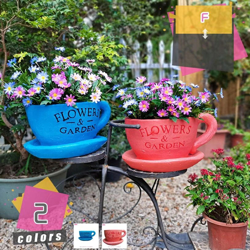 ガーデン 置物 インテリア 雑貨 コーヒーカップ ガーデンオーナメント 多肉植物鉢 かわいい デコレーション 癒しグッズ ガーデニング 庭