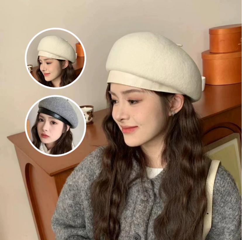 レア　プリーツプリーズ　お洒落なベレー帽　未使用美品 楽天市場】ベレー帽 メンズ 大きめ 秋冬 ウール フェルト チェコ産