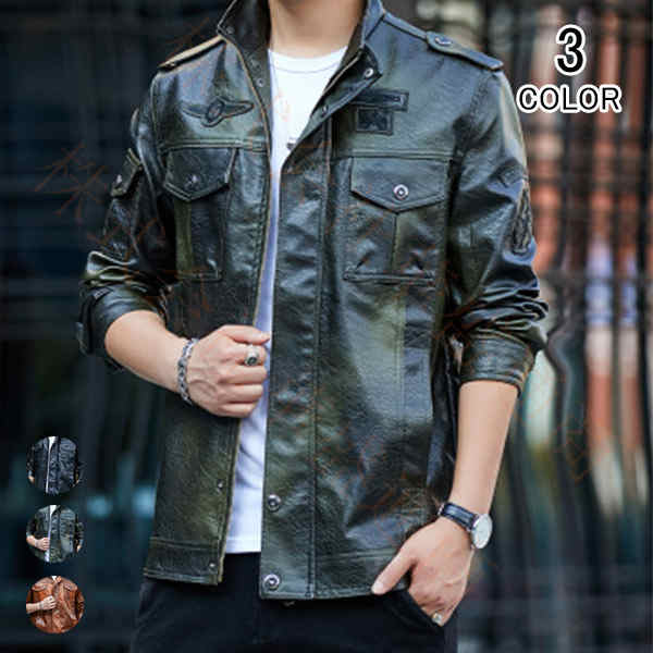 楽天市場】レザージャケット メンズ 革ジャケット PU ライダース