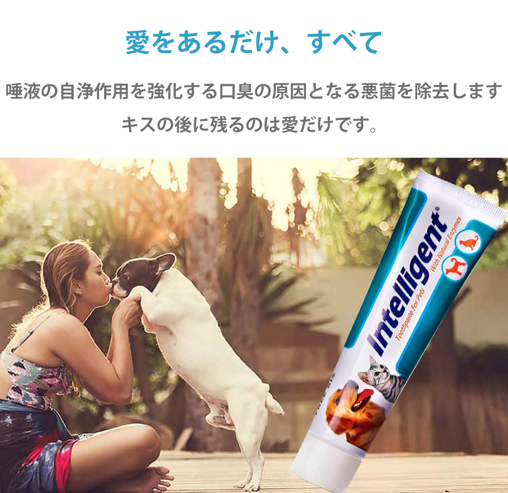 楽天市場 Intelligent インテリジェント 酵素入り猫犬用歯磨き粉 80g 犬 猫 はみがき粉 歯の黄ばみ取れ 茶色の色素沈着を落とす 歯石除去 口臭対策 ペットの歯みがきペースト 歯周病ケア 自宅の歯石取り配合用はみがき 口臭 サプリ Best Friends ベストフレンズ