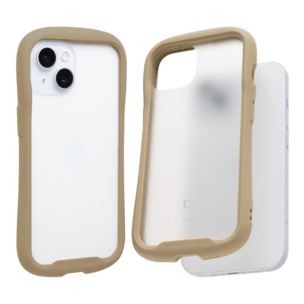 iFace Reflection Frost iPhone 15 ケース フロストクリア 強化ガラス (フロスト/ベージュ)【指紋が目立ちにくい 黄変防止 すりガラス 半透明 曇りガラス アイフェイス アイフォン15 iphone15 用 カバー 耐衝撃 ストラップホール付き】