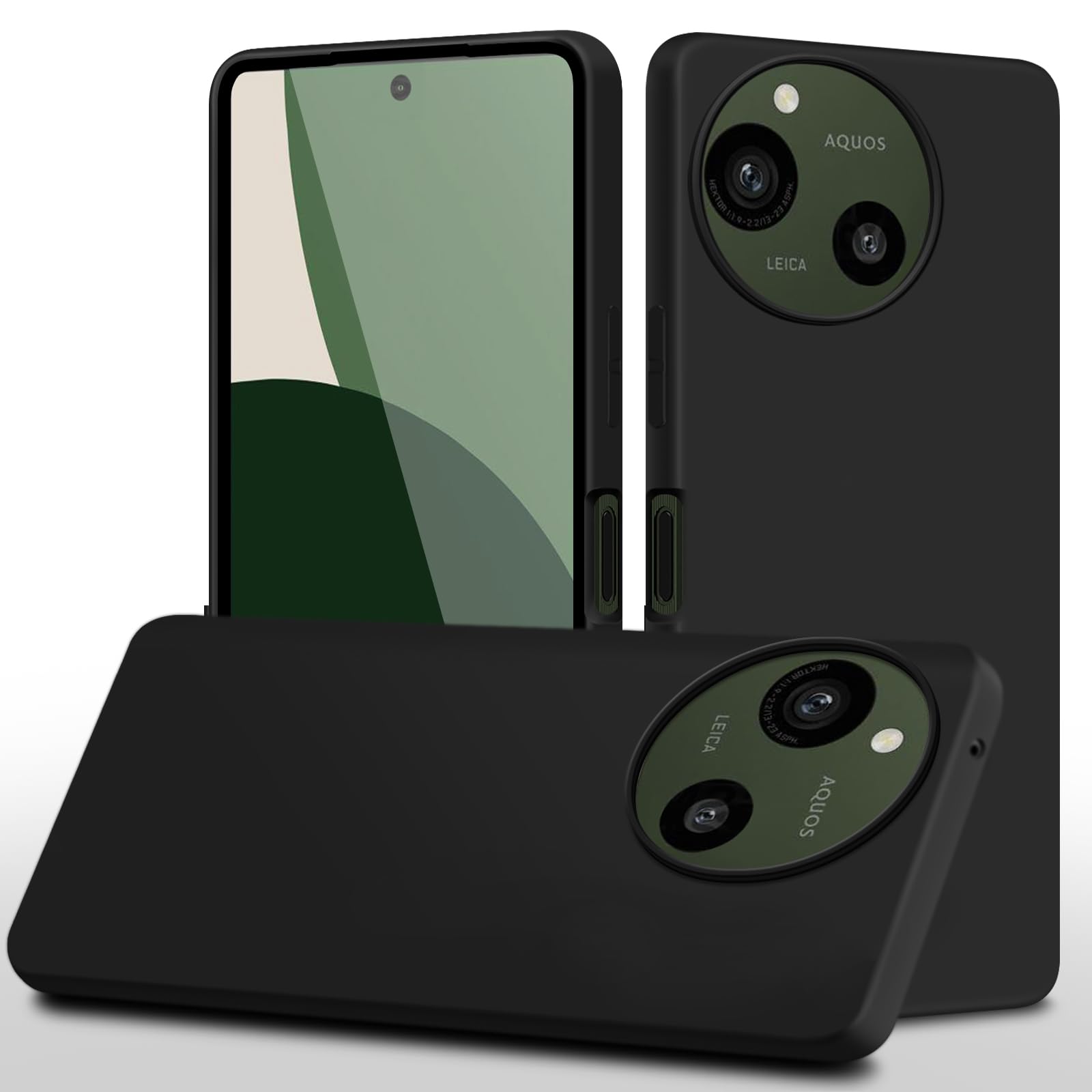 SHARP AQUOS R9 グリーン LEICAレンズ シリコンケース付き AQUOS R9 SIMフリースマートフォン グリーン 中古 純正シリコン