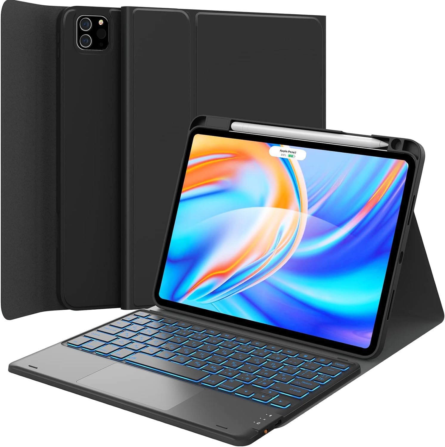 GreenLaw iPad Pro 11インチ キーボード JIS基準日本語配列 7色バックライト スマートタッチキーボード マルチアングル調整 マグネット着脱式iPad Proキーボード ブラック
