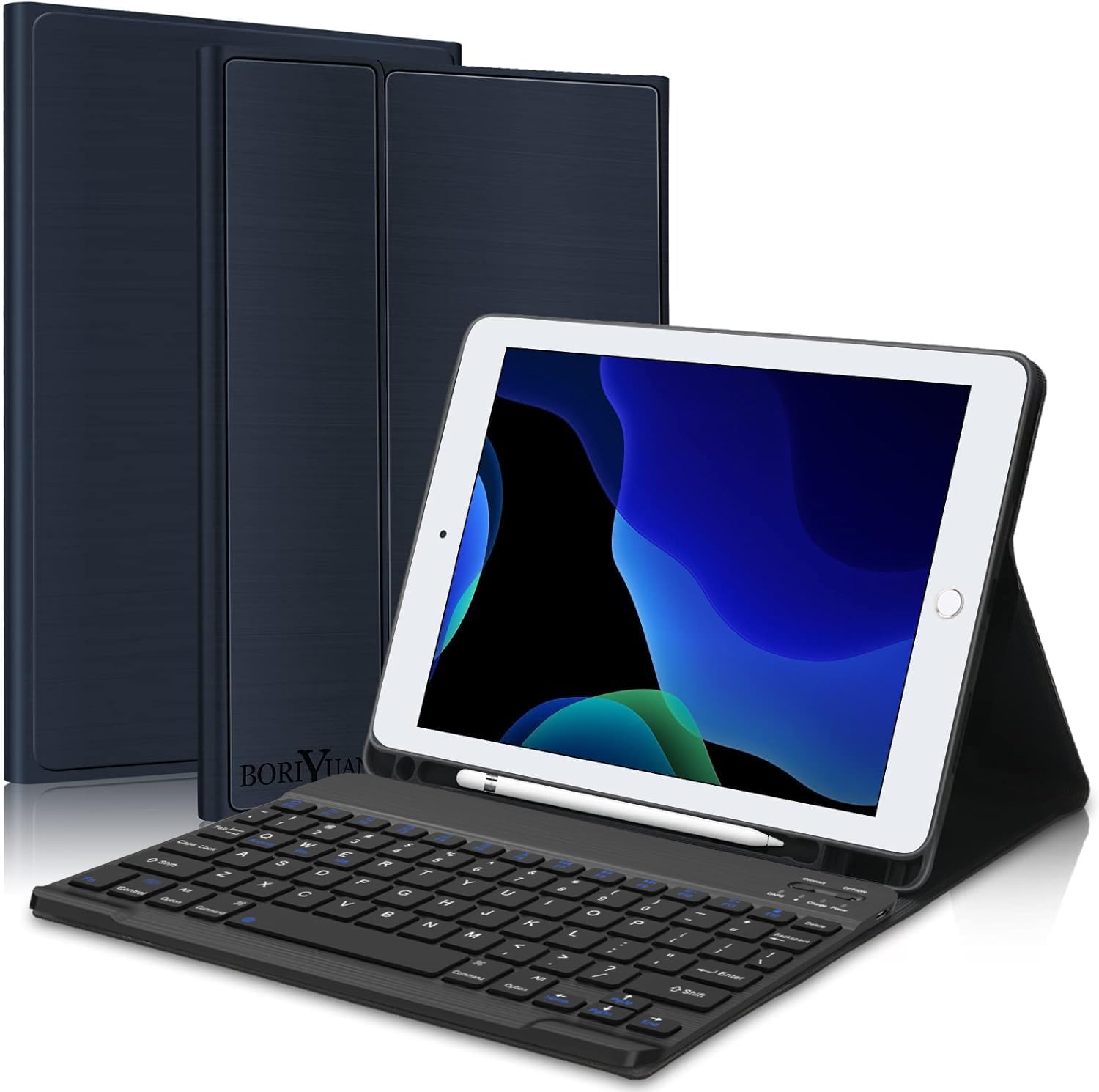 [2024年昇級版] iPad 第9世代 キーボード ケース 10.2インチ 第8世代 第7世代 キーボード 耐衝撃ワイヤレス bluetooth キーボード iPad Air3/Pro 10.5 脱着式 多角度調整 オートスリープ機能付き Pencil収納 BLUE｜WES STORE