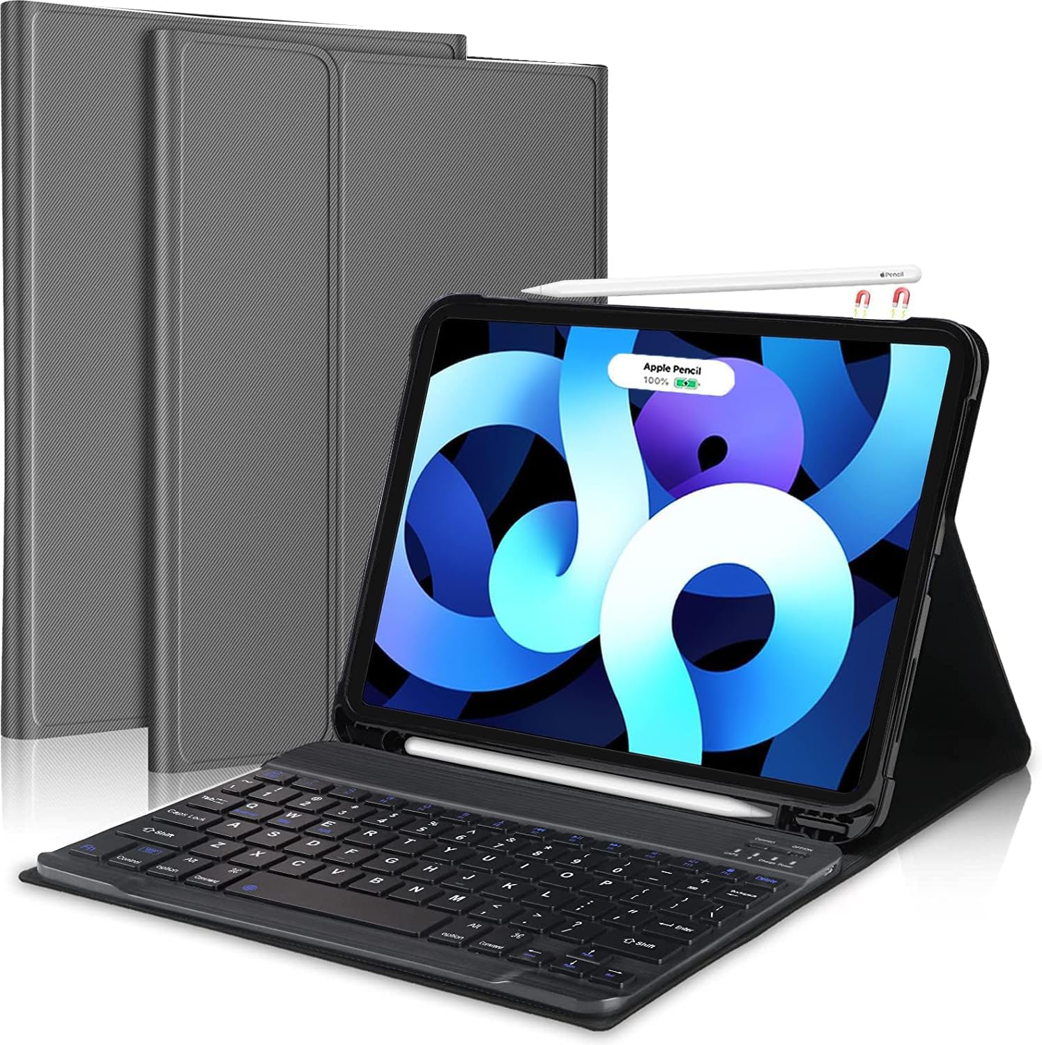 [2024年新登場] iPad Air 6 11インチ（M2)キーボード付きケース iPad air 第5世代 ケースキーボード iPad air 第4世代 キーボード iPad Pro 11 第4/3/2/1世代兼用 Bluetoothキーボードカバー 脱着式 多角度調整 耐衝撃 オートスリー プ機能付き Pencil収納 グレー