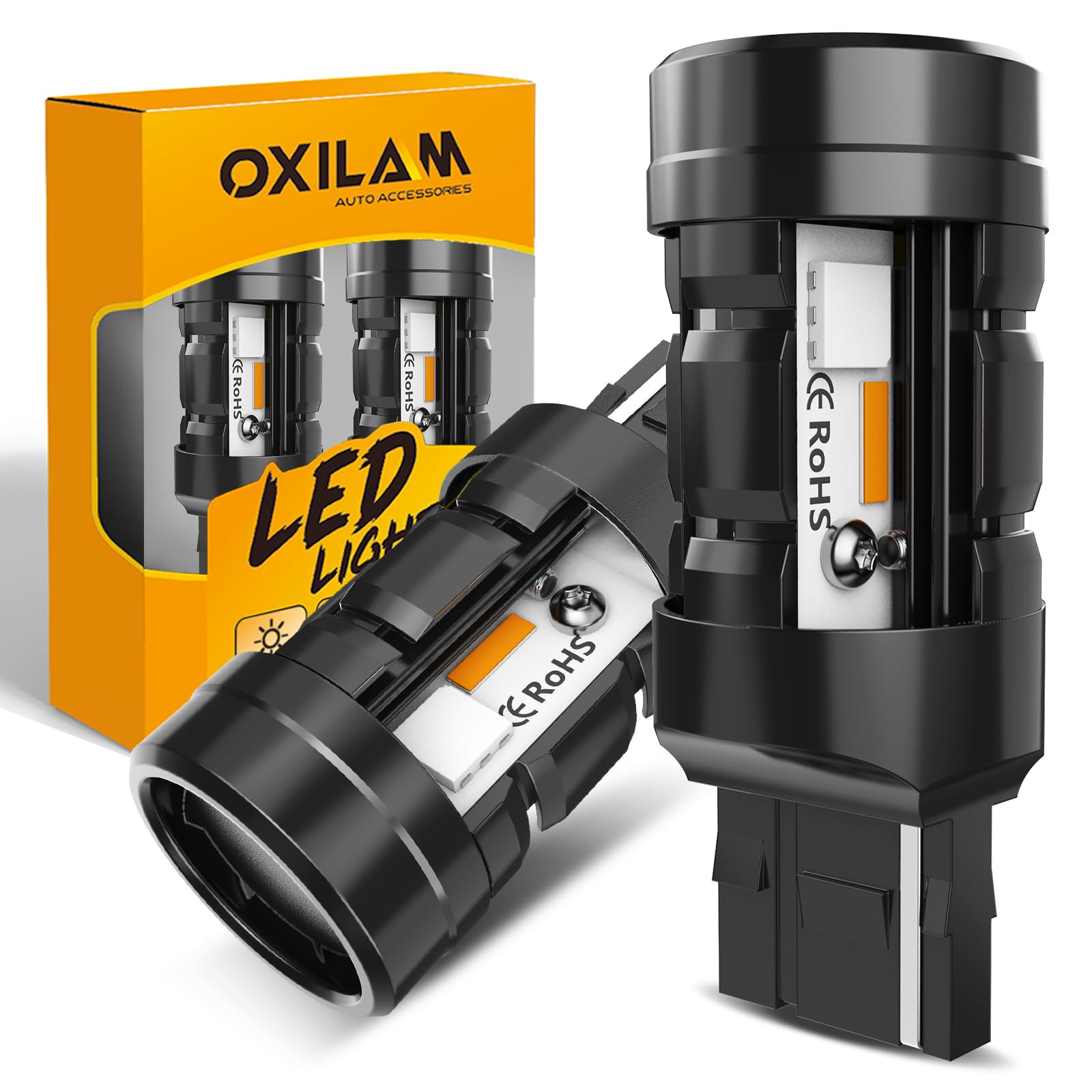 OXILAM t20 led ウインカー キャンセラー内蔵 ウインカー led バルブ ハイフラ防止 アンバー 冷却ファン搭載 t20 ピンチ部違い兼用 ウインカー led 12v車専用 t20 シングル ステルス仕様 7440 瞬間起動 車検対応 2個セット