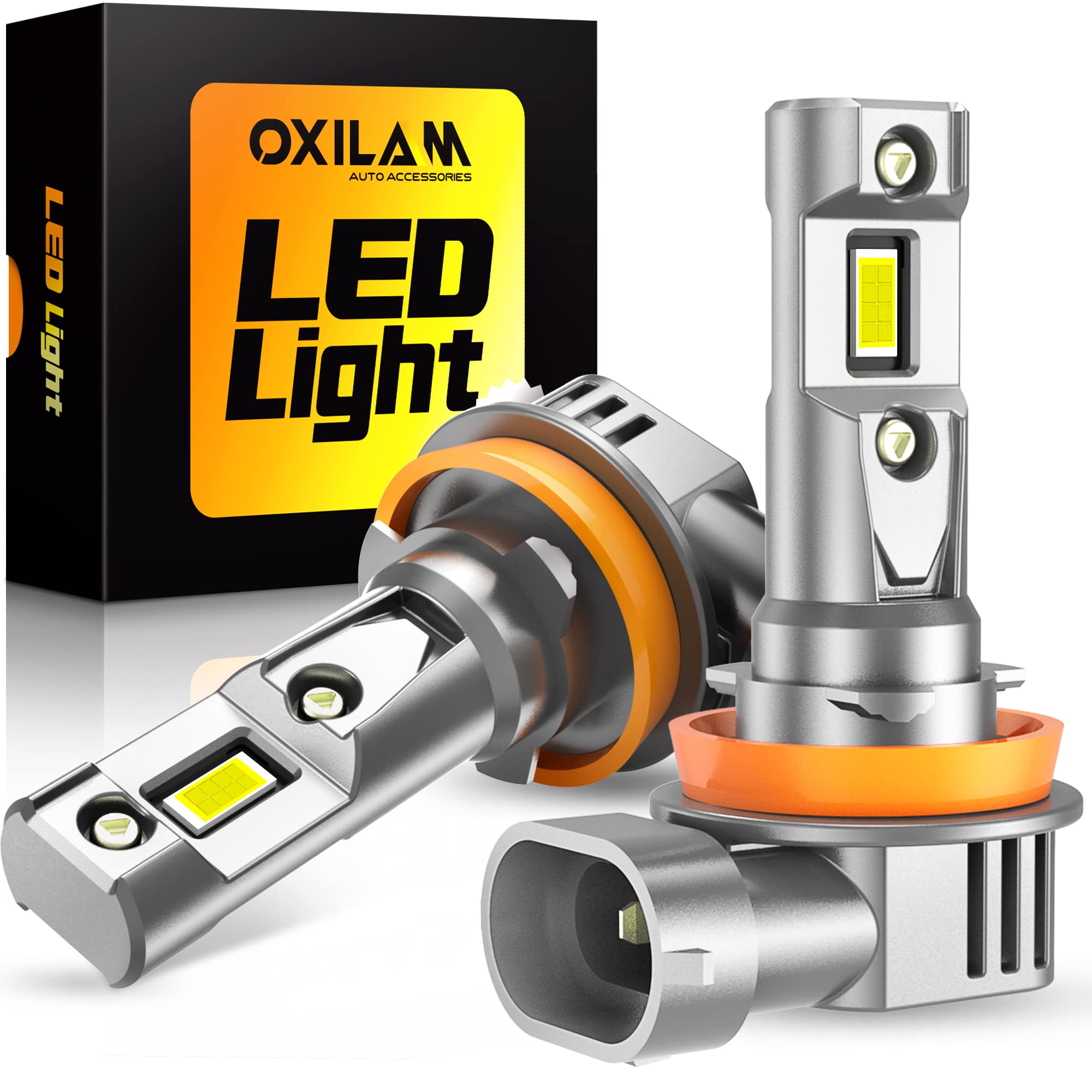 OXILAM h11 led ヘッドライ車検対応 爆光 ハロゲンサイズ hi/lo切替 20000LM ホワイト 6500k 高速回転静音ファン 三重放熱 IP68防水 高光効LEDチップ ノイズ抵抗販売者3年保証 - Q36H11