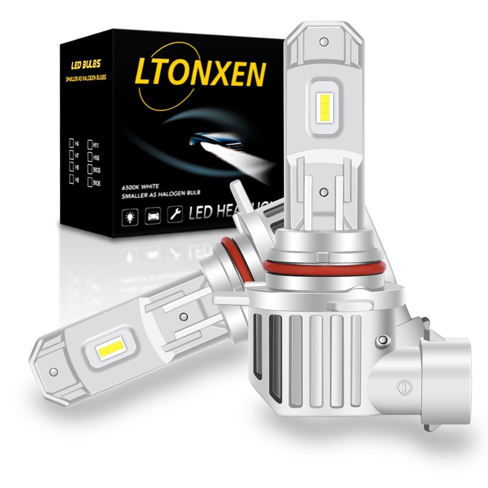 【コンパクト 一体型】LTONXEN HB3 led ハイビーム用 車検対応 爆光 ホワイト 6500K 一体型 ledバルブ ファンレス 静音 ノイズキャンセラー内蔵 車用 LED ヘッドライト 2個セット