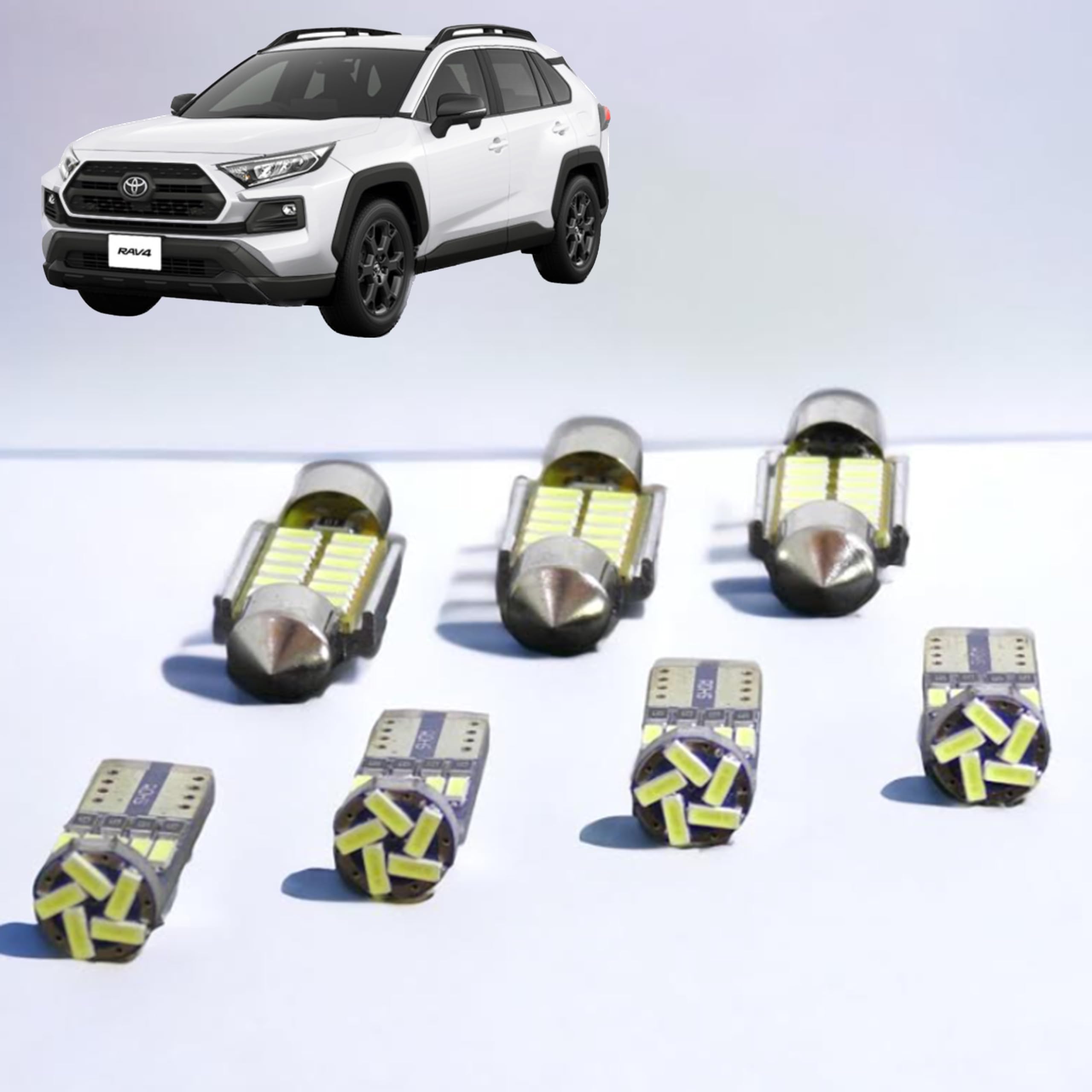 【室内灯】 RAV4 LED 6点セット 取付工具付き 型式：50系 MXAA52 MXAA54 AXAH52 AXAH54 LED 【簡単取付】無極性 6000K ゴースト灯防止 室内灯 パーツ カー用品 カスタム 各グレード対応 RAV4｜WES STORE