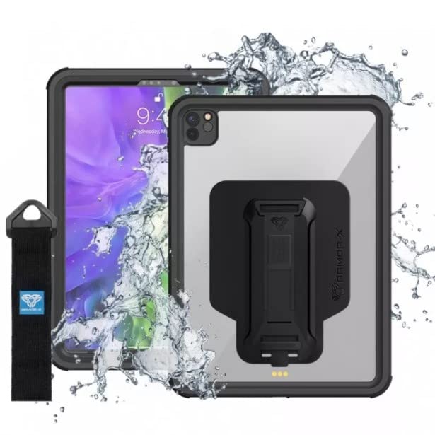 [ARMOR-X] 11-inch iPad Pro (2nd)用入れもの IP68 Waterproof Protective Case with new Adaptor and Hand Strap 黒いこと MXS-A12S