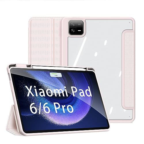 【YCJDP】Xiaomi Pad 6 用ケース 11インチ 360°全面保護 スタンド機能 多視角調整 ペンノッチ付き 磁気吸引 衝撃吸収 擦り傷防止 耐汚れ 落下を防ぎます Xiaomi Pad 6 タブレットカバー（ピンク）