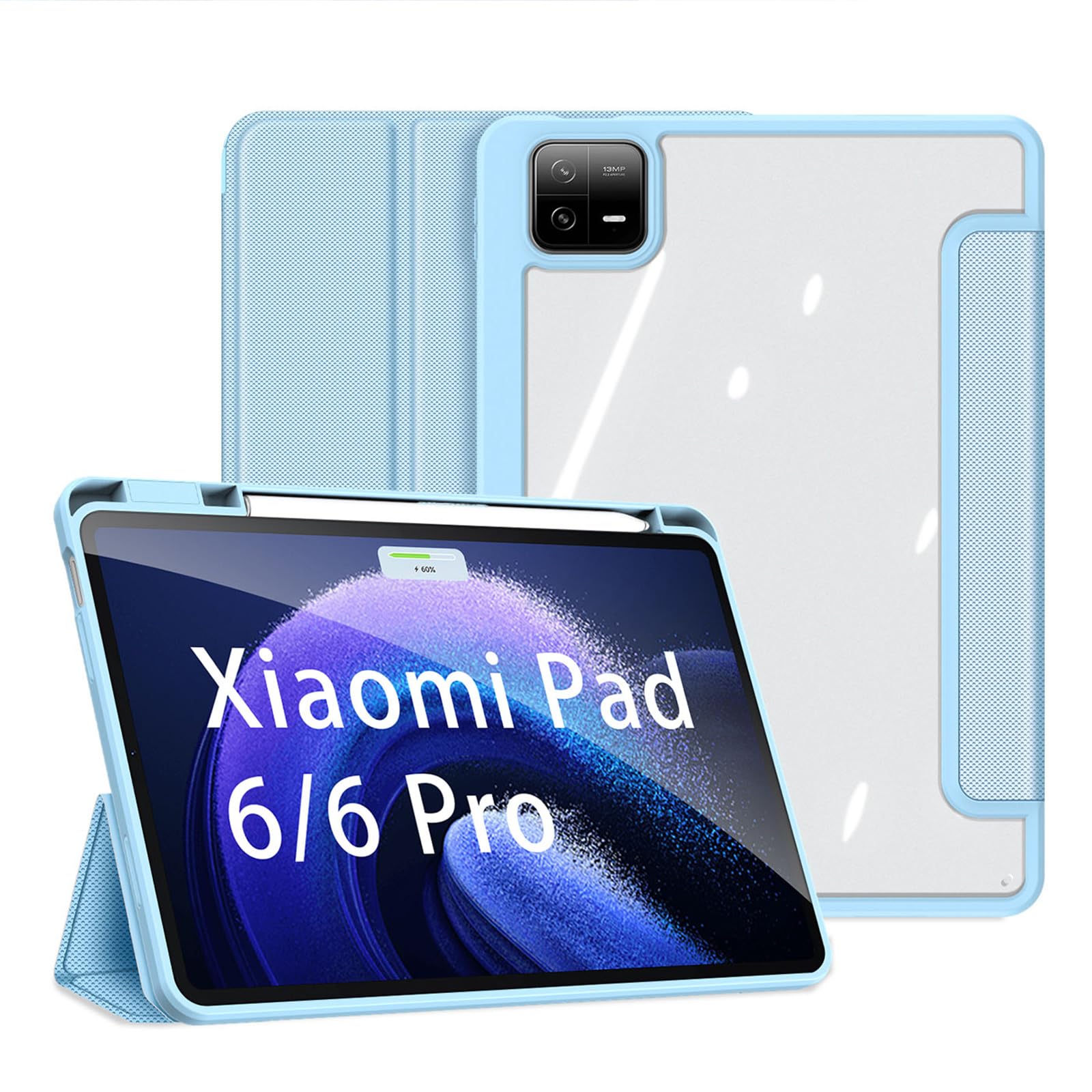 【YCJDP】Xiaomi Pad 6 用入れもの 11in 360°全面保護すること 照明ランプ役立つこと 多視角自然調整 書きもの切れ込み付き添い人 磁気吸い付ける ぼうぜん自失吸いいれる 引っつり押しとどめる 耐汚れ 落っこちるを防ぎます Xiaomi Pad 6 経口避妊薬押しかぶせる（青色） ケース・カバー-スマートフォン・タブレット-スマートフォン・携帯電話アクセサリー