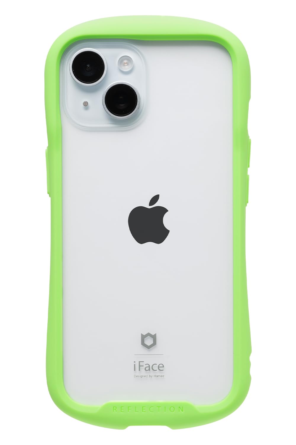 iFace Reflection iPhone 15 ケース クリア 強化ガラス 耐衝撃 (ライムグリーン)【 透明 黄変防止 硬度9H アイフェイス アイフォン15 用 iphone15 用 カバー ストラップホール付き 】