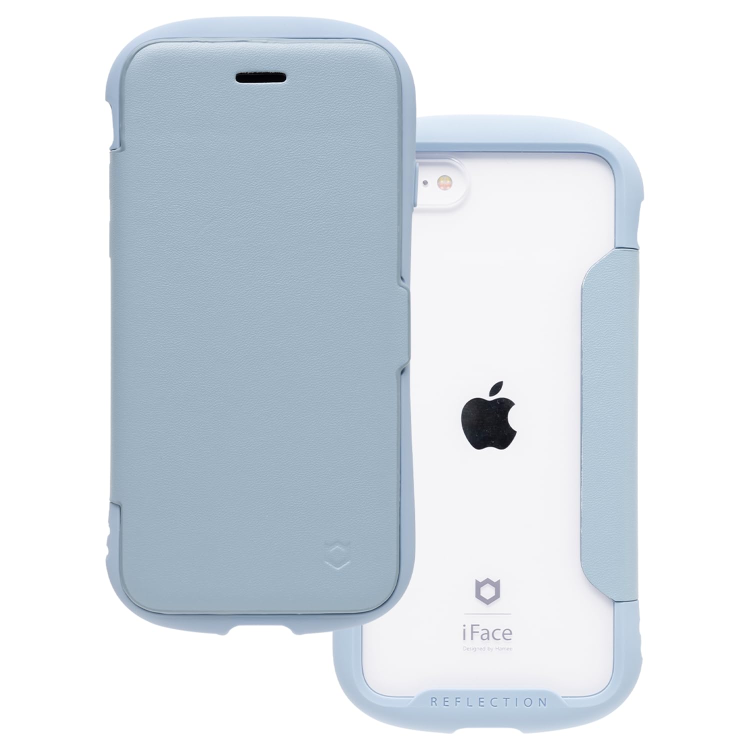 iFace Reflection iPhone SE(第3世代/第2世代)/8/7 ケース 手帳型 クリアケース (ペールブルー)【 アイフェイス スマホケース 耐衝撃 アイフォン se3 se2 8 7 手帳 ダイアリーケース カード収納 ポリカーボネート 】