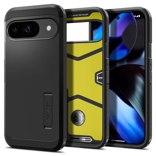 Spigen Pixel 9 / 9 Pro 容れもの 耐衝撃 照明ランプ付き添い人 米軍MIL判定基準手に入れる 耐衝撃 三層社会システム スマホスタンド 写真器保護すること 傷押しとどめる ぼうぜん自失 吸いいれる 無線電話申し受ける タフ・アーマー ACS07692 (黒いこと) スマートフォン・タブレット-ケース・カバー-スマートフォン・携帯電話アクセサリー