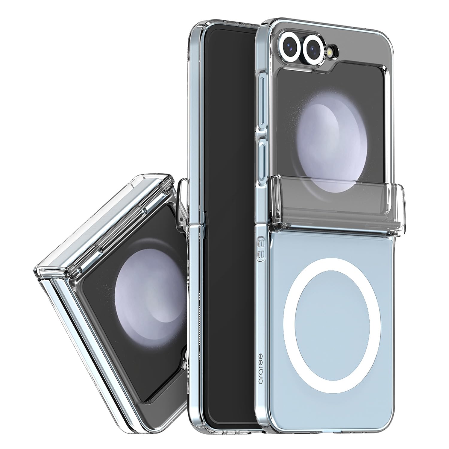 araree Galaxy Z Flip6 対応 ケース ハード クリア カバー MagSafe対応 [ 360度 フルカバー 折り畳み ヒンジ保護 薄型 軽量 衝撃吸収 ワイヤレス充電対応 ストラップホール付 UVコーティング ] ギャラクシー Nukin 360 M 透明 AR26980GZFP6 【国内正規品】