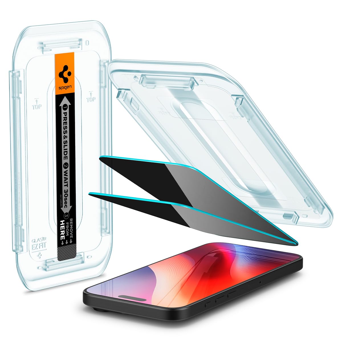 Spigen iPhone 16 Pro Max ガラスフィルム プライバシー 9H硬度強化ガラス 貼り付けキット付き iPhone16ProMax対応 覗き見防止フィルム 指紋認証 ナノコーティング 飛散防止 ２枚入 EZ Fit