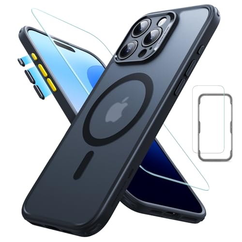 ESR iPhone 16 Pro Max ケース (4 in 1) セット 半透明マットケース スクリーン保護フィルム付き MagSafe対応 軍事保護規格保護力 Classicシリーズ つや消しブラック