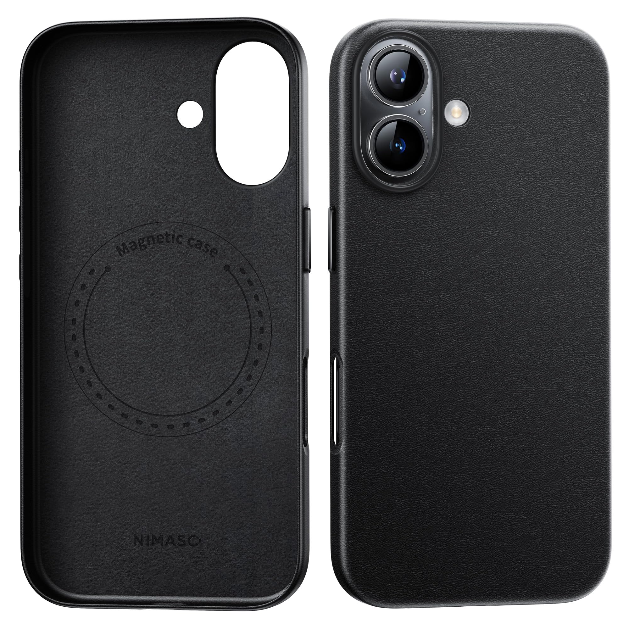 NIMASO iPhone16Plus用 ケース MagSafe対応 プレミアムPUレザーケース 全面保護 耐衝撃 米軍MIL規格 SGS認証 いPhone16Plus対応 マグネット充電対応 保護ケース 磁力強化 傷付き防止 アイフォン16Plus対応