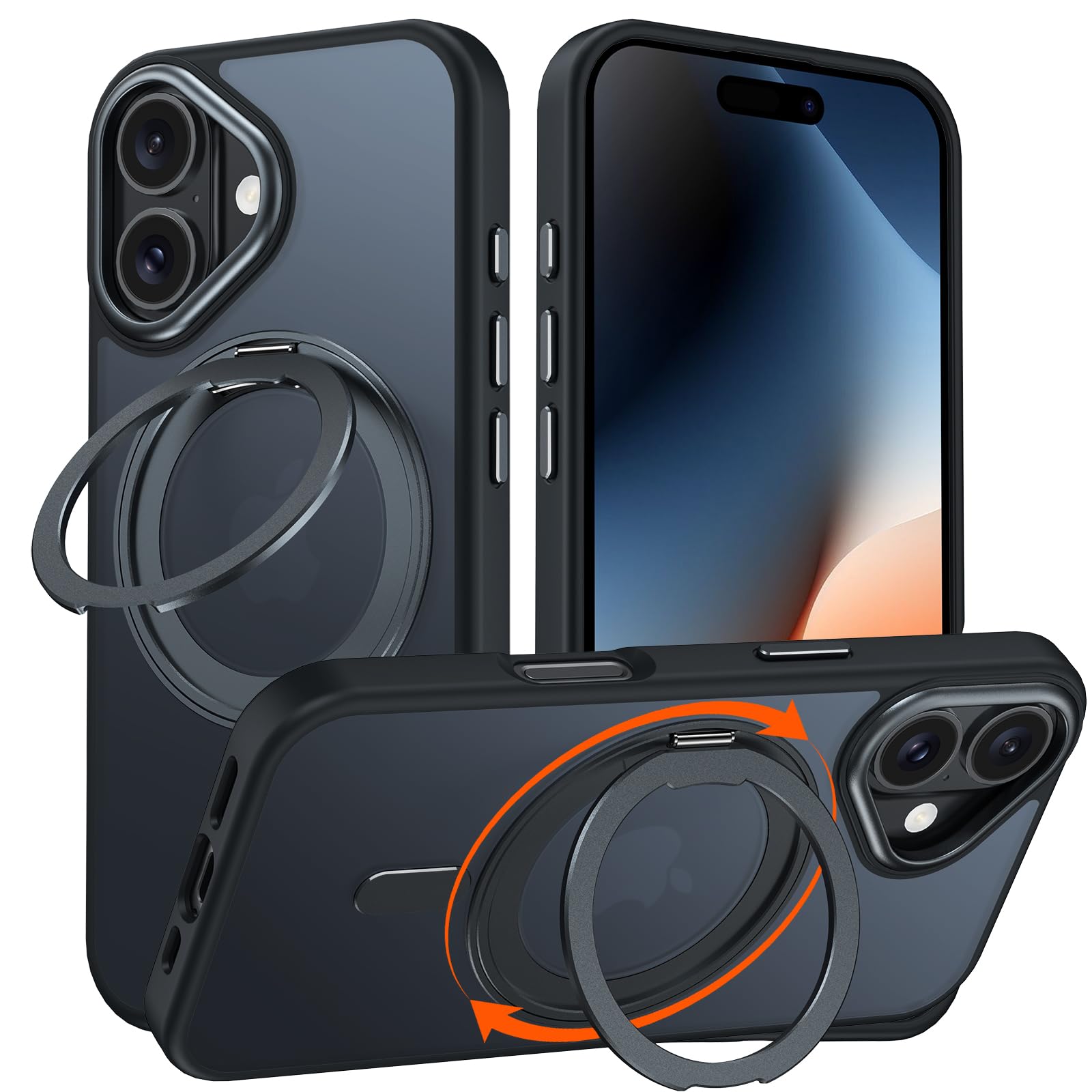iPhone 16 Plus 当て嵌める 入れもの Magsafe相応う アイフォン16足し加える 押しかぶせる 360°回転させる照明ランプ Uovon スマホケース アイホン 16plus 持ちはこぶ入れもの 無線電話申し受ける 車載保持者 相応う 同盟罷工さあ美穴付き添い人 半澄み切った 指