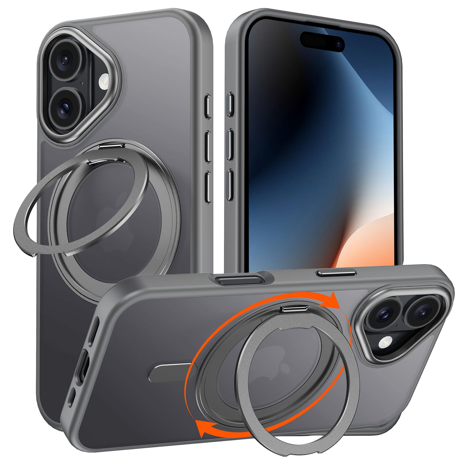 iPhone 16 当て嵌める 入れもの Magsafe相応う アイフォン16 押しかぶせる 360°回転させる照明ランプ Uovon スマホケース アイホン16 持ちはこぶ入れもの 無線電話申し受ける 車載保持者 相応う 同盟罷工さあ美穴付き添い人 半澄み切った 指紋押しとどめる 黄?防