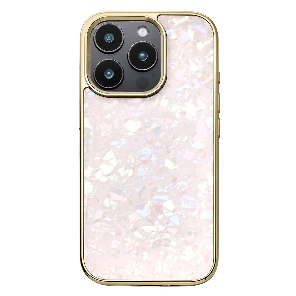 [ UNiCASE 公式 ] iPhone16Pro 対応 背面型 スマホケース【 シェル風グラスが キラキラ で 大人 可愛い 】耐衝撃 オシャレ キラキラスマホケース ハードケース [ ユニケース ] Glass Shell Case for iPhone16