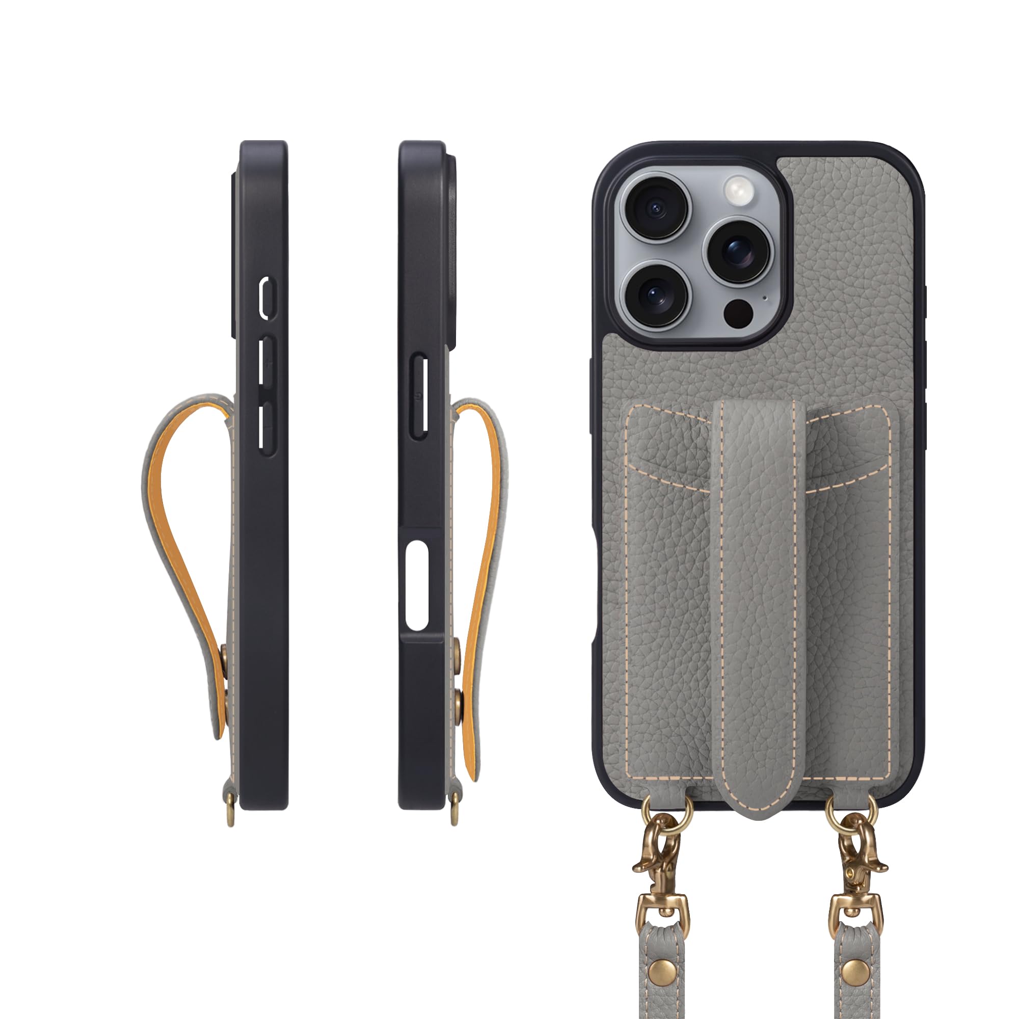 COGURE コグレ iPhone16ProMax ケース ショルダーストラップ 本革 カード収納 落下防止 耐衝撃 ギフトボックス付き COPGC グレージュ【Grege】
