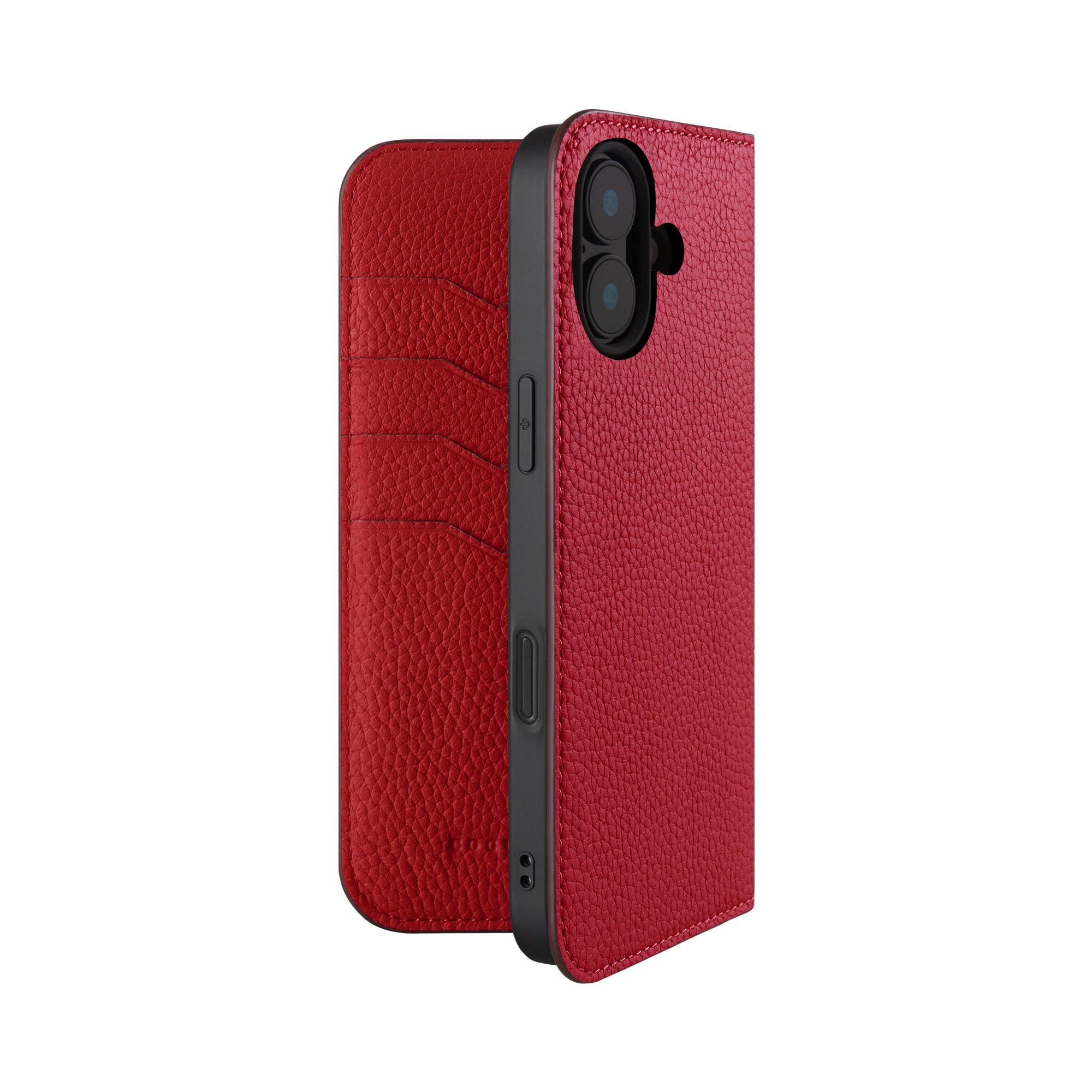COGURE コグレ iPhone16Plus 手帳型 ケース ダイアリーケース スマホケース 本革 カード収納 TPUケース 耐衝撃 磁石なし ギフトボックス付き COPDE レッド